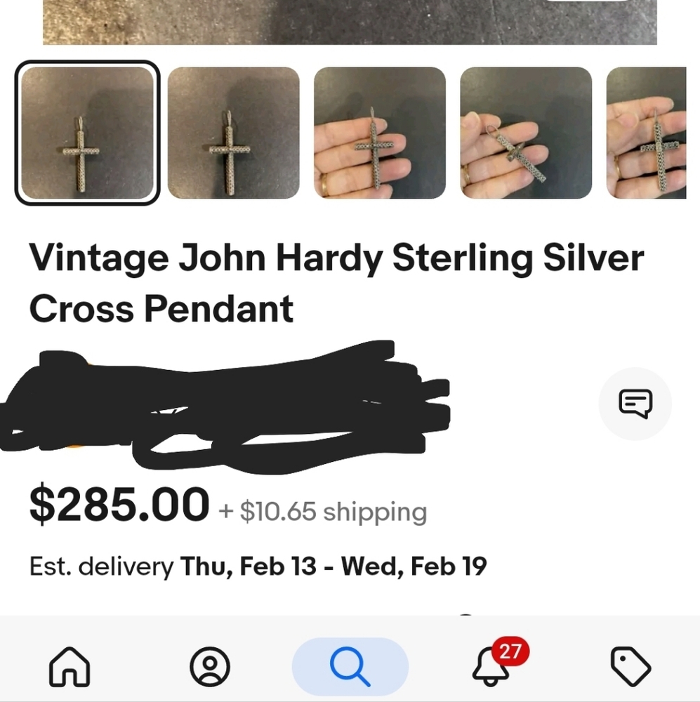Vintage John Hardy Cross Pendant Necklace! - Picture 5 of 5